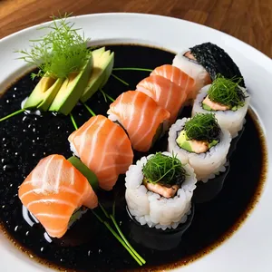 Роллы с гребешком и трюфельным маслом