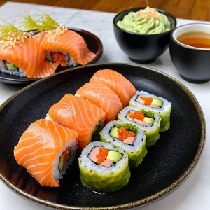 Роллы с лососем и сливочным сыром в кунжуте