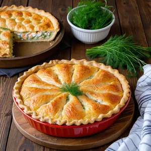 Рыбный пирог с форелью и укропом