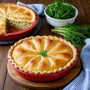 Рыбный пирог с камбалой и луком-пореем