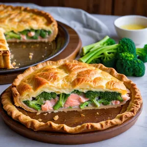 Рыбный пирог с кетой и брокколи