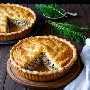 Рыбный пирог с налимом и грибами