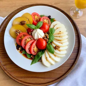 Салат Капрезе с грушей и грецкими орехами