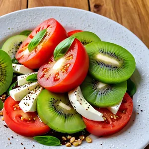 Салат Капрезе с киви и кунжутом