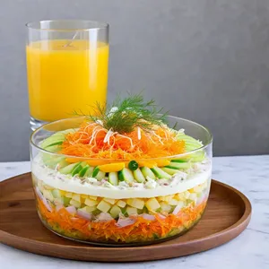 Салат "Мимоза" с копченой скумбрией и зеленым яблоком