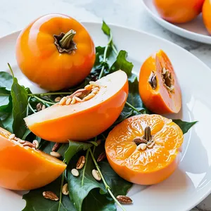 Салат с хурмой и кедровыми орешками