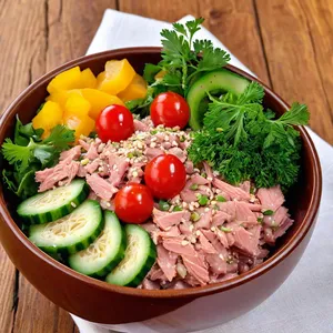 Салат с тунцом и фасолью в медовой заправке