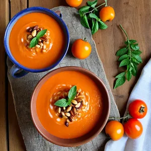 Сальморехо с хурмой и кедровыми орешками