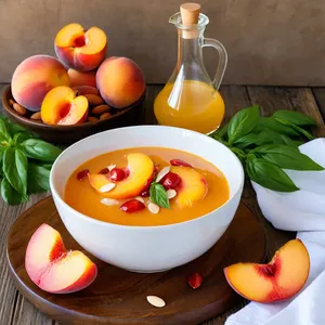 Сальморехо с персиком и миндалем