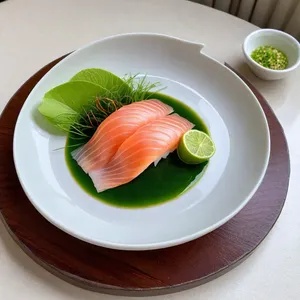 Сашими из дорады с васаби и лаймом