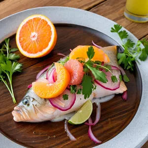 Севиче из морского окуня с грейпфрутом и кинзой