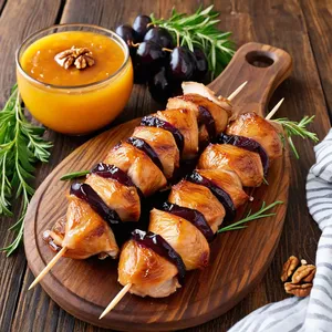 Шашлык из индейки с черносливом и грецким орехом