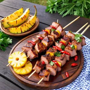Шашлык из свинины с ананасом и чили