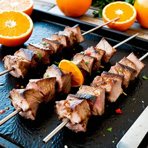 Шашлык из свинины с апельсином и имбирем