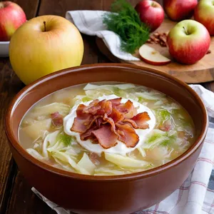 Щи с беконом и яблоками