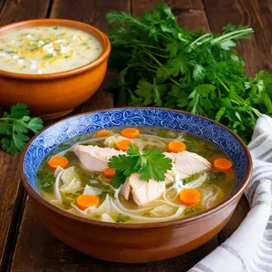 Щи с курицей и щавелем
