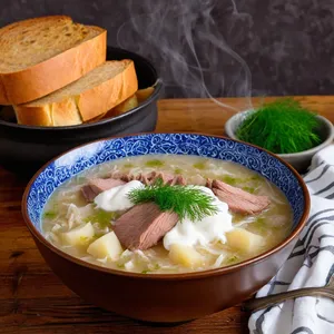 Щи с квашеной капустой и свининой