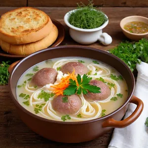 Щи с рябчиком и лесными травами