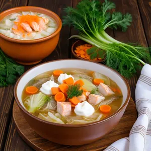 Щи с рыбой и сельдереем