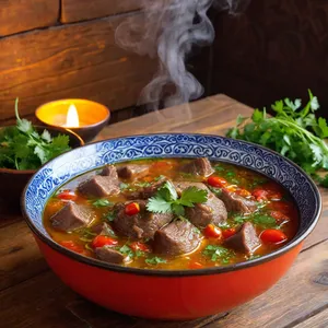 Шурпа из баранины с баклажанами и помидорами