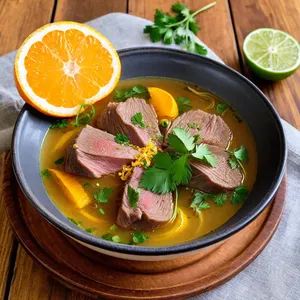 Шурпа из баранины с фенхелем и апельсиновой цедрой