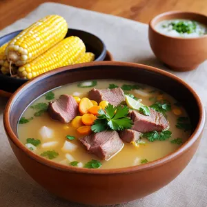 Шурпа из баранины с кукурузой и лаймом