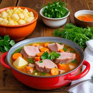 Шурпа из свинины с репой и паприкой
