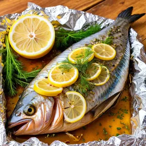 Скумбрия в фольге с лимоном и укропом