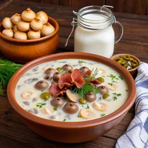 Солянка с беконом и солеными груздями
