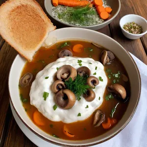 Солянка с копчёной корейкой и солёными лисичками