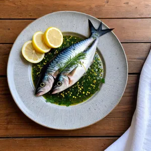 Солёная скумбрия с лимоном и пряными травами