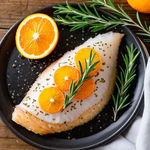 Солёная треска с апельсином и розмарином