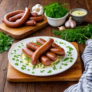 Сосиски с чесночным маслом и зеленью