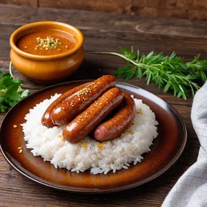 Сосиски с имбирным соусом и кунжутом