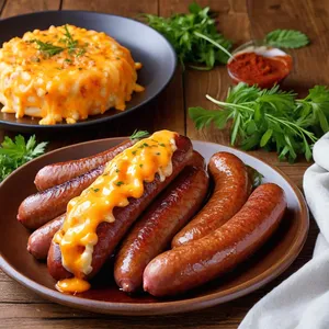 Сосиски с копченой паприкой и чеддером