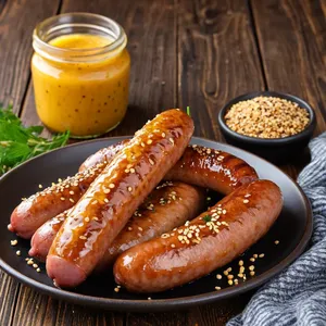 Сосиски с медовой горчицей и кунжутом