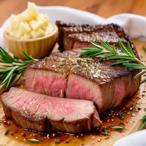 Стейк с чесночным маслом и розмарином