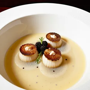 Суп с морскими гребешками и трюфельным маслом