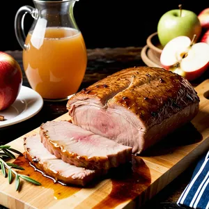 Свиная корейка с яблочным сидром и розмарином