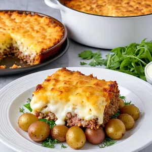 Сырная запеканка с фаршем и картофелем