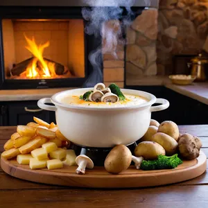 Сырные фондю с белыми грибами и трюфелем