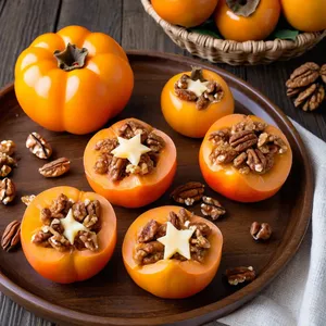 Сырные корзинки с хурмой и грецким орехом