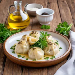 Сырные пельмени с трюфельным маслом