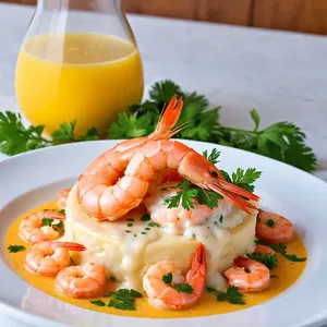 Сырные рафаэлки с креветками и чесночным соусом