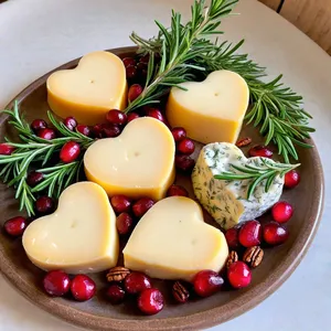 Сырные сердечки с клюквой и пеканом