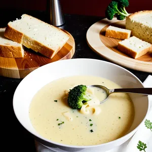 Сырный суп с брокколи и гренками