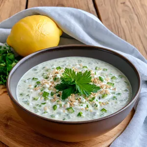 Таратор с огурцом и кунжутной заправкой