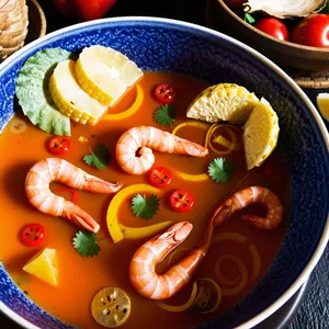 Том Ям с креветками и ананасом