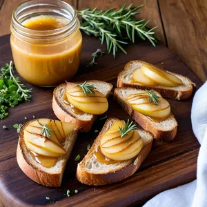 Тост с копчёной грушей и горчичным соусом