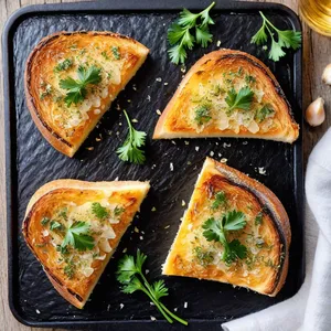 Тосты с печеным чесноком и пармезаном